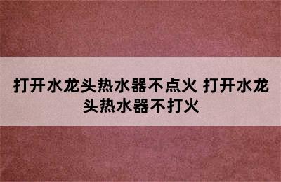 打开水龙头热水器不点火 打开水龙头热水器不打火